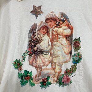 New Vintage Victorian Joys Large Angel 1993 Crew Neck Stretch Knit Pullover Top